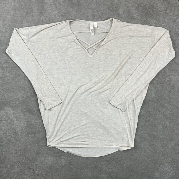 Jolie XS Long Sleeve Crisscross V-Neck Batwing Top Oat Heather Knit Slouchy — photo 2